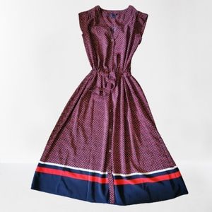 Tommy Hilfiger cap sleeved polyester midi Button front dress size: XS